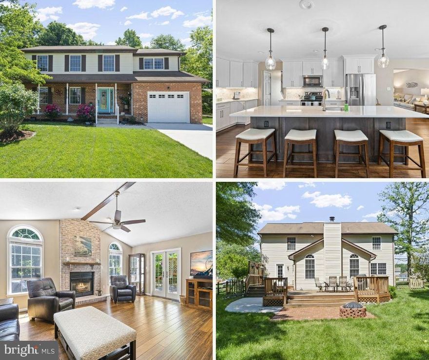 HOME SWEET HOME!!! This stunning 4 bd 2.5 bath Colonial includes MANY upgrades and has been meticulously maintained by the current owners & it shows!!! Make your way to the door soaking up the desirable curb appeal with extensive landscaping and spacious front porch... perfect for cozy mornings! Enter the front door to gleaming bamboo hardwood floors and an open concept layout. Head into the kitchen and prepare to FALL IN LOVE with the completely remodeled kitchen which overlooks stunning family room with cathedral ceiling, recessed lights, gas fireplace, and doors leading to backyard patio & deck!!! Unbelievable kitchen boasts quartz counters, stainless steel appliances, backsplash, 42' cabinets, tons of recessed lighting, and a HUGE center island... any chef's dream!!! First floor also features formal living room with tons of natural lighting, dining area off kitchen, powder room off kitchen, and laundry room/den off kitchen with doors leading to garage and also a second door leading to patio/2-level deck. Upstairs includes primary bedroom with cathedral ceiling and primary bath attached with double sinks, oversized shower, soaking tub, and walk-in closet. Upstairs has 3 other large bedrooms all equipped with ceiling fans and full hallway bathroom. But wait... there's more! Bring the party outside to the beautiful yard! Stepping into the backyard you'll truly feel as though you're in your own landscaped peaceful oasis... HUGE 2-level deck, brick patio with built-in firepit, shed, and fenced-in level & usable yard... who's ready for summertime BBQ's?! Run don't walk... this home will not last long!!!!