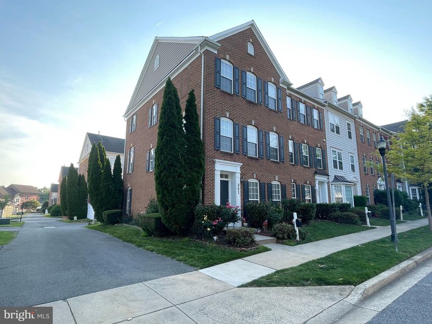 Price improved! Conveniently located in the Lakeland Community! Walk distance to downtown Kentland. Stunning Brick front and side three-level end unit townhouse with 3 bedrooms, 2 and a half bathrooms, plus a study/den with French door. Open floor plan on the main level. Gourmet kitchen featuring an island table, maple cabinets, and upgraded countertops, dining area, family room, fireplace, and glass door to the deck.  On the third level, a fairly spacious primary bedroom features a walk-in closet and a large bathroom, complemented by a vaulted ceiling, making it cozy and comfortable. Top-end hardwood flooring throughout the levels. 9' ceiling, two-car garage. Just blocks away from playground, pool, tennis, restaurants, movie theatre & shops. A must-see!