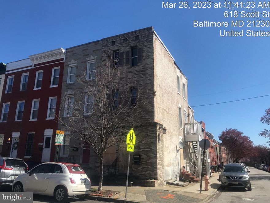 Great investor opportunity! Property sold As Is.  Fantastic potential for investment as income property. Great location, close to I-95 and Inner Harbor, walk to Camden Yards and more. Minutes to multiple subway and MARC stations.