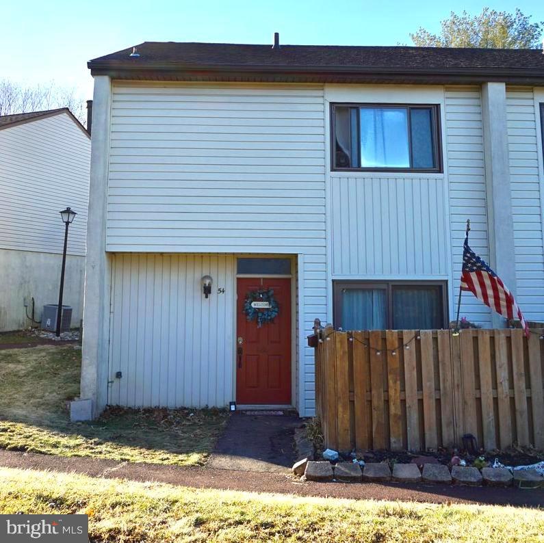 Welcome to 54 Centennial Ridge, a spacious 3 Bedroom, 2.5 Bath end unit within the popular Centennial Ridge Condo Community. Upon entering you will find the Kitchen with tons of Cabinet Space, Half Bath on the 1st Floor, and the combined Living/Dining area with a lovely Wood-Burning Fireplace. Other Features Include: a cozy fenced-in Front Patio (idea for storage, or could be transformed into a quaint outdoor sitting area), Covered Rear Patio leading out to a nicely-size Deck (perfect for those nights you want to enjoy and grill outside). Upstairs, just off the Primary Bedroom, you'll love the convenience of the upper-floor Laundry Room. The Primary Bedroom is met with an in suite full bath. Also, on the 2nd Floor, you will find a Spacious Walk-In Storage Closet, Bedroom #2, Bedroom #3, and the Second Full Bathroom. This unit even has a brand new HVAC system (as of 2022)! CONDO FEE INCLUDES: Water, Sewer, Trash, Landscaping, Snow Removal, Exterior Maintenance, and more! Homes in this amazing condo community do not last, so schedule your showing today!