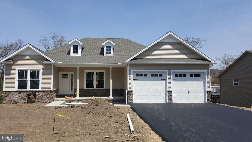 Stone & vinyl exterior rancher split living plan. 3 Bedrooms 2 full baths. enginerred wood foyer, dining room, kitchen & hallway. Tile  laundry room, kitchen, breakfast nook & bathrooms. Master bedroom w/lg closet & full bath! 1st floor laundry. Full walk out lower level for future rec room/workshop. covered porch & patio. Pick some of the interior colors? Finish date April 30. Floor plan in docs.