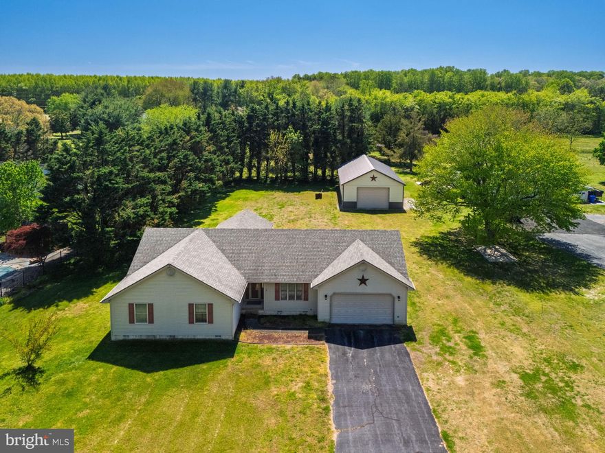 Charming custom built home full of character, set on 1 acre with NO HOA and featuring an incredible 30' x 58' pole barn that is a rare find in this area. With 12' walls and extensive second-floor storage, the barn offers exceptional space for equipment, vehicles, hobbies, a workshop, or all your extra storage needs. Next to the barn, a concrete RV pad with 30-amp hookup adds even more versatility.

The home itself has seen several important updates, including a roof replaced roughly 5 years ago, an HVAC system only 1.5 years old. The property is serviced by well and septic with a new jet pump and bladder tank. The home offers a warm and inviting feel, highlighted by a spacious 16x20 sunroom with a gas fireplace that is perfect for year-round enjoyment.

Conveniently located near downtown Milton with easy access to Lewes, Broadkill Beach, and the Delaware beaches, this property offers the charm of country living with the benefit of being close to everything. A unique opportunity with character, space, and a hard-to-find barn setup that is rarely available in this area.