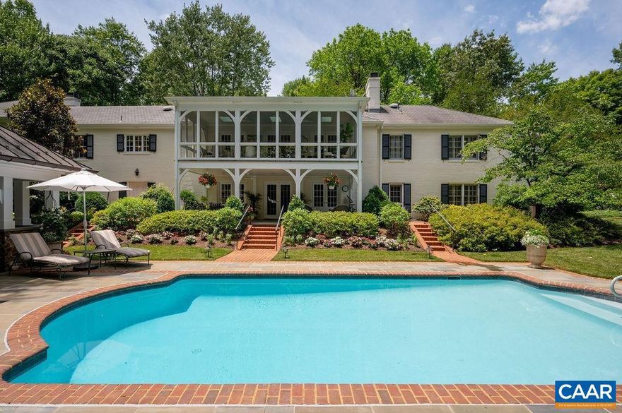One of Farmington?s most polished & luxurious properties sited on a majestically landscaped 1.65 acres overlooking the 5th hole of Farmington?s East Course & a 5 min. drive to UVA, Farmington Country Club, Boar?s Head, shopping & restaurants. Enjoy quick access to all C'ville has to offer & return home to your private sanctuary, behind a groomed Hemlock hedge, w/ glistening pool, delightful pool house, bluestone & brick patios, level, lush lawns & blooming gardens from every view. Current owners have impeccably renovated & upgraded virtually every aspect of the home & grounds w/ masterful design, exceptional quality & timeless elegance. Easy- living floor plan includes 2 primary suites & over 4,500 square feet of gorgeous living space on the main level. The sunny, well-appointed, walk-out terrance level features 2 more ensuite bedrooms, spacious living room, kitchenette, 2nd laundry & fabulous flex space for exercise, storage & more!,Painted Cabinets,Solid Surface Counter,Wood Cabinets,Fireplace in Basement,Fireplace in Family Room,Fireplace in Living Room,Fireplace in Rec Room