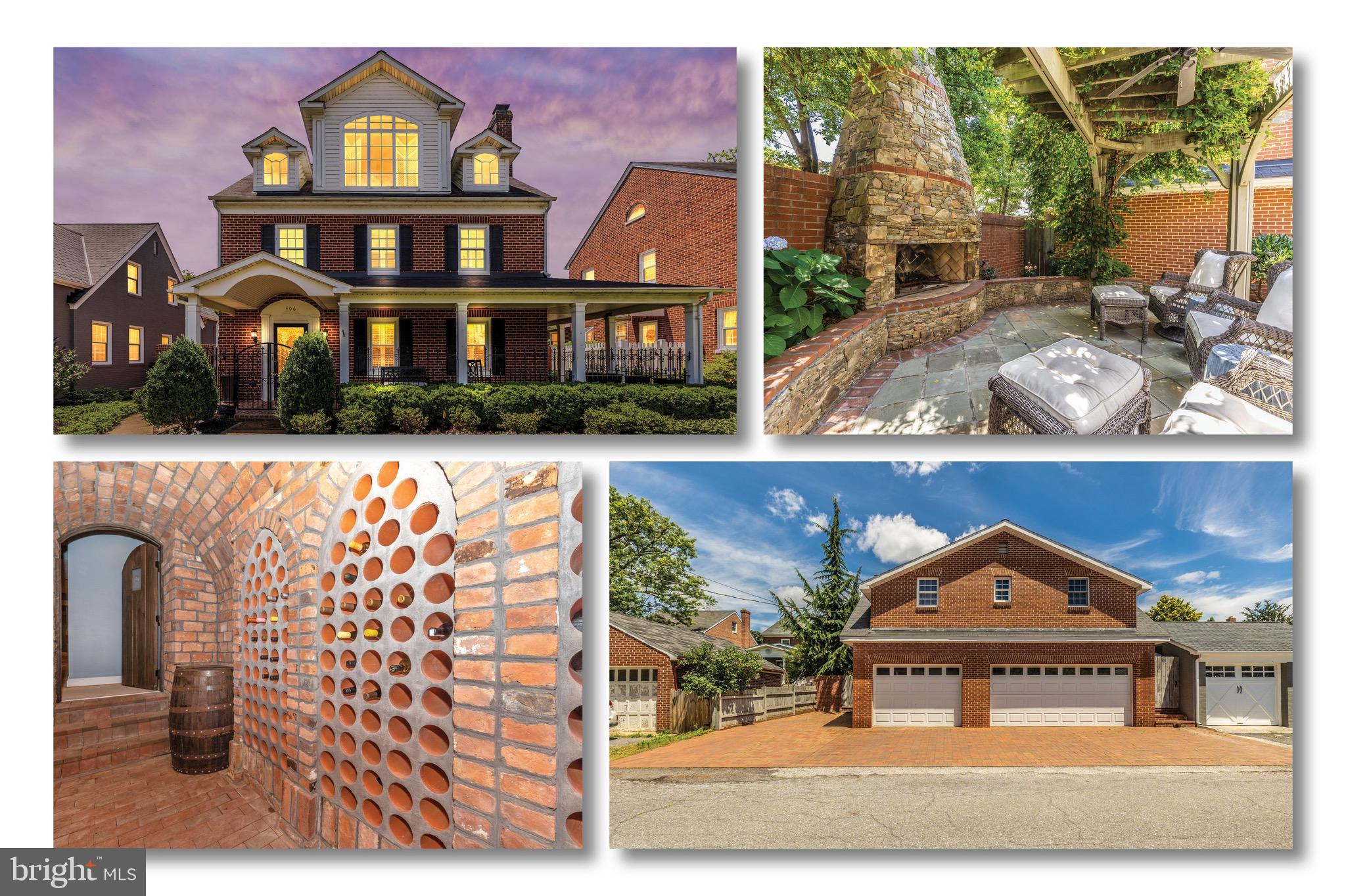Premium downtown Baker Park location on beautiful upper West 2nd Street. The location doesn't get any better than this. Beautiful solid brick home with 4400 sf +/-, with a very bright and spacious apartment over the detached 3-car garage, which could also be used as a Studio, Office, AirB&B, or in-law suite. This home was renovated yet retains many elements of period charm and character. FOUR fireplaces, including a tall stone fireplace outside in the completely private backyard with extensive hardscape, gorgeous patio, koi water fountain, large pergola, potting shed, and more. The wrap-around front porch and new wrought iron gates are sure to please. Inside you will find quality wood floors, a gourmet kitchen with quartz countertops, a 6-burner gas stove, spacious breakfast bar, and double wall oven. A large front room opens to the formal dining room via French doors, which opens to the bright family room with gas fireplace. Well-known and beloved local artist Virginia McLaughlin (google her) painted the dining room mural, which shows 2nd Street and the house itself within the artwork. The gleaming staircase leads to 4 bedrooms, 2 full baths (including a buddy bath), big closets and bright hallways. The Master Suite is on the upper level, with two huge walk-in closets with custom shelving, and luxurious bath with dual shower heads, granite, and custom tile. Walk up the open, bright staircases with windows on each level, or ride up on the ELEVATOR! The basement is finished, with a game/exercise room, full bath including steam shower, storage area, room sized cedar closet, and an AMAZING all brick arched wine cellar with storage for approx. 250 bottles. This house is truly a must-see, perfect for the discriminating buyer, and A+ for those wanting downtown life. Walk 2 minutes to Culler Lake. Walk to Carroll Creek, tennis courts, public pool, restaurants, lounges, historic areas, local history museums, and more. One Year Home Warranty. Call for your private showing, or attend the Open Houses on July 9 and 10, 11 - 2. A rare gem!