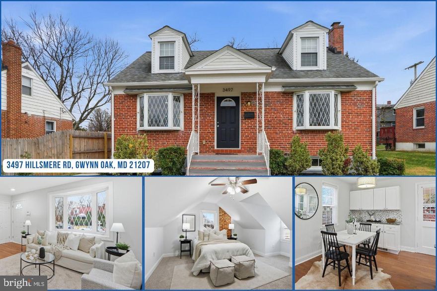 Charming All-Brick Cape Cod in Lochearn, now For Sale! This beautifully renovated 4-bedroom, 3 full bath home is ready for its new owners. The updated kitchen features stainless steel appliances, granite countertops, and a stylish accent-tile backsplash. The private owner’s suite includes an attached full bath and a spacious sitting/dressing area—perfect for a custom closet or lounge space. Enjoy original hardwood flooring on the main level, ceramic tile in all bathrooms, and new carpet throughout the upper and lower levels. The finished lower level offers a large family room, a 4th bedroom, and an oversized utility room with abundant storage. A dedicated laundry area with front-loading washer and dryer provides ample space for folding and organizing. Additional features include an architectural shingled roof, 200-amp electrical service, and central HVAC. The private backyard is ideal for entertaining and play, complete with a pool, trampoline area, and a large storage shed. Excellent location - close to shopping, dining, and the Lochearn Community Swim Club. Schedule your showing TODAY!