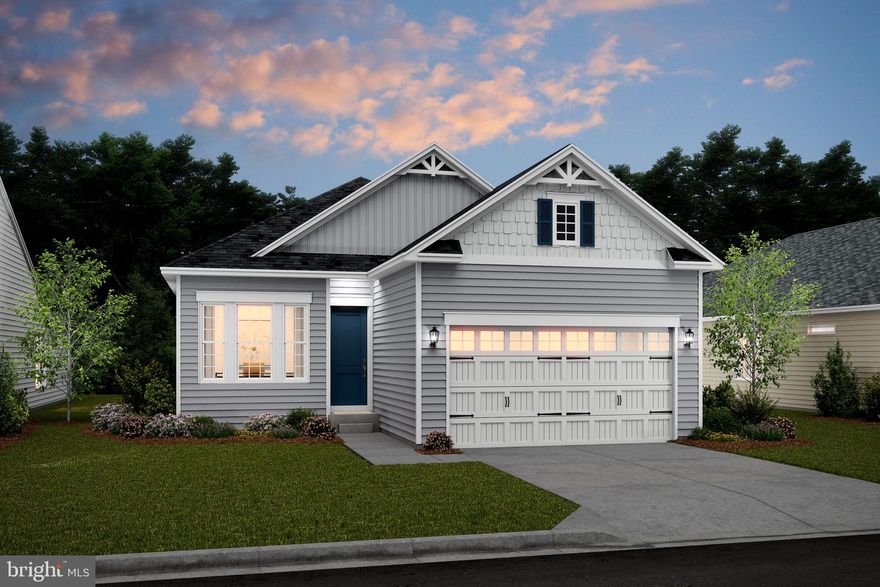 MOVE IN THIS SEPTEMBER----55+ community ***Fabulous single-level living with open floorplan and 10-foot ceilings.  Large kitchen with HUGE walk-in pantry and large island open to the dining area and a great room with 9-foot sliding glass door to rear. Primary bedroom includes a full bath with upgrade cabinets and countertops, a seated shower and double vanity, plus an enormous walk-in closet.  Spacious second bedroom  plus a sizeable home office, a  and spacious laundry room/mud room off the 2-car garage.  Everything the active adult buyer is looking for.       Price subject to change; lot premiums may apply.  Renderings/photos representative only and may show options.