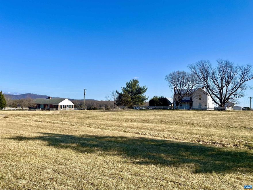 Wonderful farm in western Albemarle near Beaver Creek Reservoir. Two homes - C.1900 farmhouse & 1969 brick ranch with full basement. Mostly open pasture with pond, springs and streams. Hay barn, bulter building, detached two-car garage, well house & smokehouse. Long road frontage. Development rights.