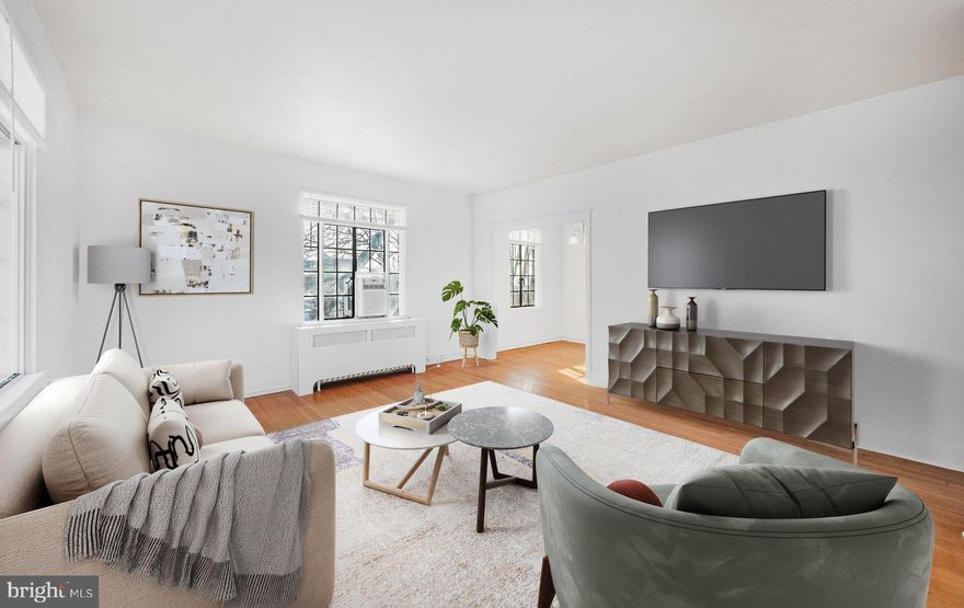 Welcome to Denbigh Hall!! 1305 N Broom Street in the Trolley Square area of Wilmington. Great location, offering walkability to restaurants, cafes, grocery stores, shopping & the Brandywine State Park. Convenient for the Wilmington Train Station, The River Front, major interstates & Philly Airport. Unit 410 is one of the largest corner 1 Bedroom 1 baths in Denbigh Hall. Situated on the top floor, so features nice City views. The elevator is just of the main entrance, so easy access to unit.  As you enter the spacious hallway of 410 you'll notice that the unit has been fully painted throughout, in custom neutral tones with crisp white woodwork & great hardwoods throughout. The large living room gives you versatility. There is plenty of room to have a large seating area, plus an office area if you choose, added bonus is the huge walk- closet. Flowing from the living room you enter the dining space & the galley kitchen. The other side of the unit is the bedroom plenty of space to have a king-size bed & offering  plenty of  closet space. The black & white tiled retro bathroom with original features including the basket weave flooring is classic Denbigh Hall. This lovely unit offers a real airy & light feel with having dual aspect & the large bank of casement windows. If you are looking for maintenance free living & the convenience of being close to everything, then this is the home for you! The condo fee includes, electric, gas, heat, water, sewer, trash. snow removal, interior common area maintenance, elevator, management fee, exterior building maintenance, ground/pond maintenance and a master insurance policy. The building is pet friendly. Please note the condo fee has been paid through June, a great bonus for the next homeowner.