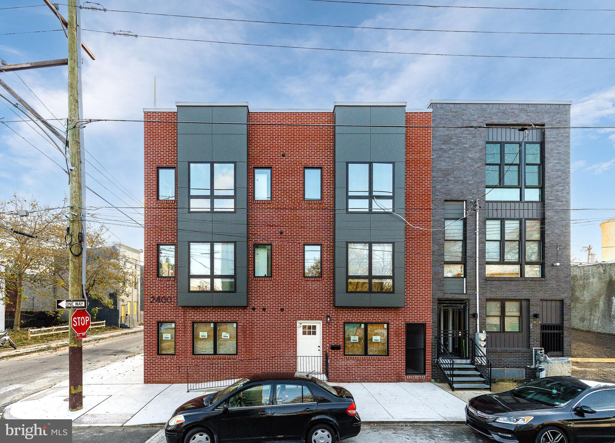 2400 WEST is an exceptionally modern new construction redbrick apartment building in Philadelphia, Pennsylvania. This turnkey asset features eight (8) apartments with an even mixture of 1bd and 2bd units. A panoramic skyline rooftop adorns the property featuring sweeping views of Downtown Philly. Easily accessible to both Center City and University City (as well as Temple University, PHL's largest university by enrollment), 2400 WEST blends contemporary design with appropriately-scaled urban density. Located on a prominent corner surrounded by new development, this multifamily property is now available for just $230K per unit as a stabilized new construction apartment building in an appreciating location. Walk to amenities, parks, transportation. 10 year tax abatement. Enquire within for financials.