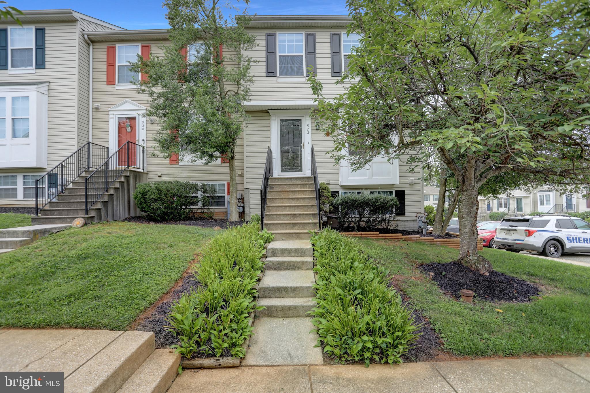 Beautiful 3 bedroom end of group condominium townhome in Brentwood Manor featuring modern updates throughout! Enjoy the tastefully updated kitchen cabinetry/breakfast bar, Quartz counter tops & new appliances. This home features generous sized bedrooms w/plush new carpet & vaulted ceilings; new vinyl plank flooring; updated HVAC; updated hot water heater and more! The walk out basement has been finished into a large Rec Room and full bathroom. The rear yard features a deck & patio with privacy provided by a stockade fence and a ramp that allows easy access to the adjacent parking provided by 1 assigned space and ample additional street parking. This home is turn key in a convenient location on a dead end street with easy access to the town of Bel Air, Ma & Pa trail and all amenities!