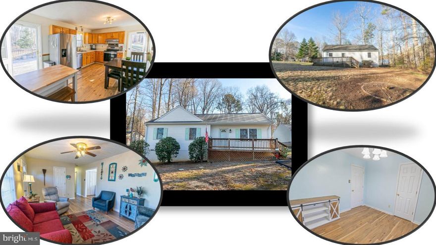 Wonderful ranch with a water view!  Come see this cute home in Lake Caroline that offers great one-level living  and sits on a DOUBLE LOT!  This ranch features nice upgrades including beautiful new LVP flooring throughout, new stainless steel appliances and a new water heater!  Big eat-in kitchen with access to large back deck and a side entrance perfect for unloading groceries straight into the kitchen from the newly paved driveway. Two full baths and spacious bedroom sizes are also a plus! Walk to water access at a community rec area right down the street for fishing, kayaking, canoeing etc or just take in quaint water views from the large living room window.  Lake Caroline is a full-services lake including jet ski, water ski, wakeboard, pontoon cruising, fishing, kayaking, paddle boarding, 2 sandy beaches, swimming, pool, tennis and basketball courts and an active community event committee.  Close to golf, wineries, Kings Dominion, Meadow Event Park, Va State Fair and other easy to get to attractions!  Located on US Route 1 with access to I95 North and South just a few miles away this home and community is perfect for locals and commuters.  Schedule a showing for this lovely home soon!