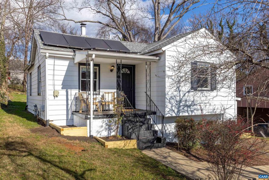 This cozy bungalow is walking distance to Beer Run, Decipher Brewing, Belmont and Downtown Charlottesville! Offering vaulted ceilings, exposed beams, and newly updated ceiling fans and fixtures, this home is both comfortable and chic. Large backyard with newly renovated back porch. Spacious kitchen with Gas Range and new Hood. Solar panels guaranteeing a low monthly energy bill. A floor plan that allows you to utilize space to your preference. On-site laundry, off-street parking and excessive storage. What more could you want? Don't miss out on this opportunity! Agent/Owner