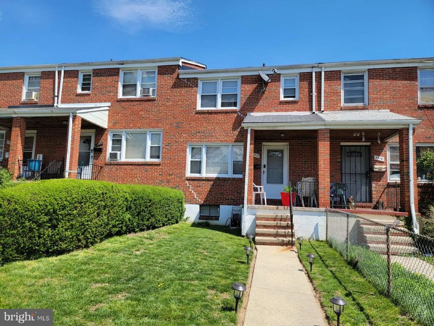 Affordable Townhouse in Very Accessible Baltimore City Location --- This all brick home includes a covered front  entrance way and parking pad in the rear --- The home has 3 upper level bedrooms --- There is a full basement which you can finish or leave as it is --- For those sensitive to allergies, the home has hardwood floors and efficient, warm and soothing hot water baseboard heating (the system may need a tuneup) --- Located on a low traffic cul-de-sac, it is just a block away from the popular Herring Run Park where you can walk, jog, or bike the paved path alongside the stream --- The home is easily accessible to Downtown Baltimore, Towson and other Baltimore suburbs, I-95, (less than 2 miles), major universities such as Morgan State (less than 1 mile), Loyola, and Johns Hopkins, and BWI Airport (less than 10 miles) --- Rent it out (currently it has a month to  month $900/month lease that is ending.  More realistic rent is $1,500/month), occupy it yourself, or renovate and resell it (nicely renovated homes are selling for about $180,000)