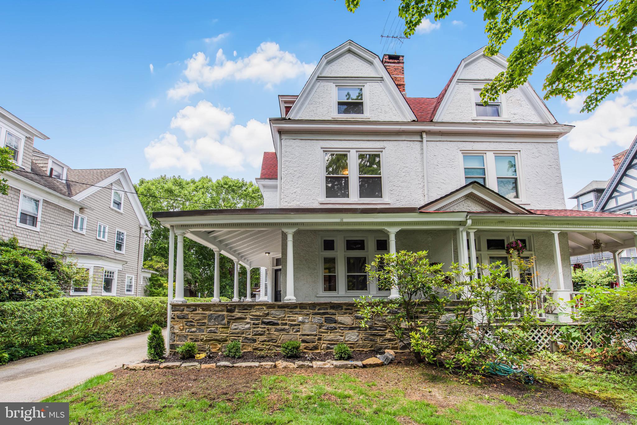 Unique Main Line property, one of the oldest houses in Ardmore. Stunningly and lovingly refinished to accentuate the original character of the home while simultaneously providing all the amenities of a brand new house. Perfect location which offers a walkable neighborhood on a quiet Main Line street as well as a very close proximity to all that Ardmore offers.
14 Simpson Rd is a 3-story twin with 6 Bedrooms, 2 full Baths and 2 half Baths. It was built in 1900 and has intricate woodwork from top to bottom. First floor fireplaces in living room and dining room have original ornate wooden mantelpieces and glazed Victorian tile. Subtle but lovely lead-glass windows in living room. A square, winding staircase stretches from the foyer to 3rd floor. Double 36-inch pocket doors separating the foyer from the dining room dining room from the foyer. Original picture hanging molding in living room, foyer and dining room. Updated kitchen with recessed lighting, stainless steel appliances and granite peninsula. Powder room and laundry area off the kitchen, separated by a door with a unique window at top.
The second and third floors both offer 3 bedrooms and a full bath. All floors are original hardwood that have been meticulously refinished. Walls are plaster and in perfect condition. A set of backstairs leads to the kitchen and adds to the character of the home. Basement is unfinished but offers enormous possibilities as it stretches the full length of the house. It is a walk-out basement that includes a powder room and a pool table (which seller will remove if requested by buyer.)
The front porch offers some of the finest stone work on the Main Line. Its walls were built by the owner in 1970 using the finest Pennsylvania bluestone. The floor of the porch is a spectacular flagstone patio built in 1985, also by the owner. Both the wall and floor exude first-class artisanship from one of the Main Line’s most renowned stone masons. The backyard is fenced-in for privacy and there is a small, elevated patio off the back door of the house. There is a two-car detached garage.
The home has been completely updated. It has a new 200 Amp electrical panel w/ two sub panels and the entire house was rewired. There is a new Central Air conditioning system. A 50-year roof was installed in 2018. This amazing property is a very short walk to all of the offerings of downtown Ardmore, including Suburban Square. It is very close to the Ardmore train station, which offers regional trains to Philadelphia as well as Amtrak service to New York and all Amtrak destinations.
This home is a rare gem. It is an extremely rare combination of character, quality, condition and location.