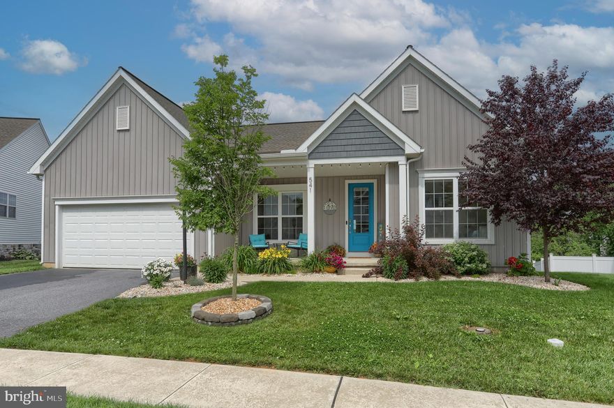 ALMOST NEW one floor home in the highly desirable Meadows at Bachman Run community.  The "Winston" model from the Pine Hill Building Company features an amazing open floor plan with 9" ceilings throughout, truly giving it that fabulous open feeling!  Upgrades include natural gas heat, granite countertops, large kitchen island, main floor laundry, covered rear composite deck & lower patio area with fire pit.  The primary suite has a walk-in closet and a walk-in tile shower.  Two additional bedrooms and a second full bath, as well as another room perfect for an office or sitting room make this lay out so perfect! The unfinished walk out basement provides lots of storage and could easily be finished for extra living space.  The rear yard is fully fenced and has a shed for even more storage.  Park in your two car garage or in the driveway.  This home is a short walk to schools, as well as coffee shops, the theater, LVC, and restaurants, and is a very short commute to the Lebanon VA, the PA turnpike and Hershey.  Showings begin on Monday, July 21.  Schedule your private tour TODAY before it's too late!