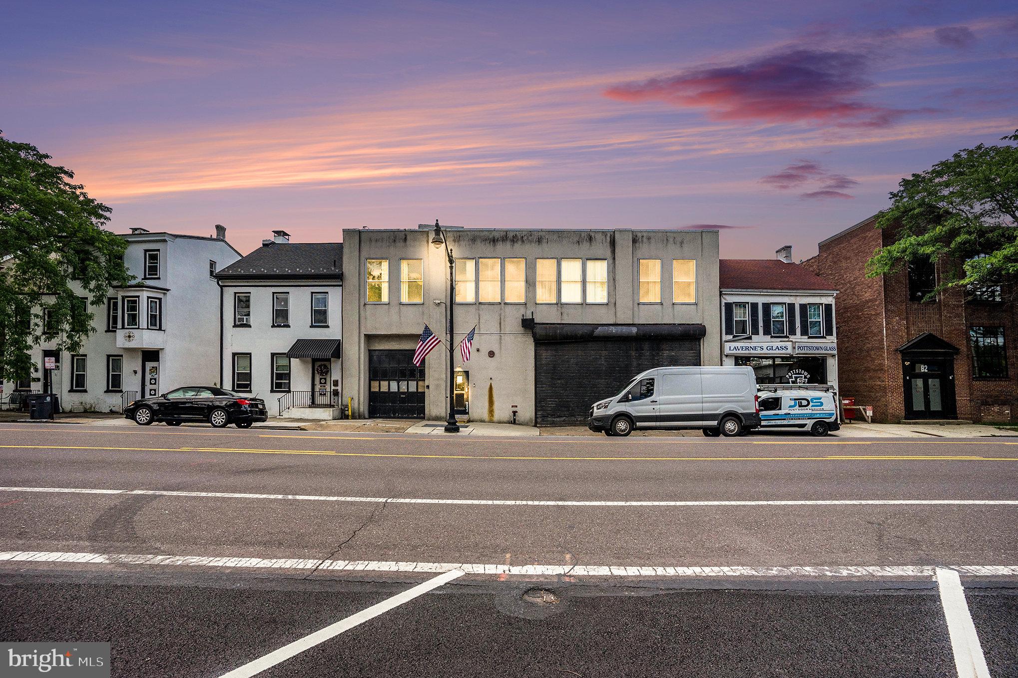 Located in Downtown Pottstown, this 2 story warehouse has a 14' x 26' overhead garage door that leads to the 14' x 84' loading dock area. A 10' x 12' overhead door on the opposite side of the front of the property which leads into an additional wide drive-in area. The first floor has office space as well as a large open showroom/warehouse area with a 5000 lb capacity AUTOMOBILE ELEVATOR to the second floor.
The front stairwell leads to the second floor where you'll find plenty of office space and a large conference room area toward the front of the property as well as a large open showroom/warehouse area.
Includes a full sprinkler system, a fire alarm system, full dock area, storage area and central air.
Located in an Opportunity Zone.
It has easy access to Rt. 100 and Rt. 422
