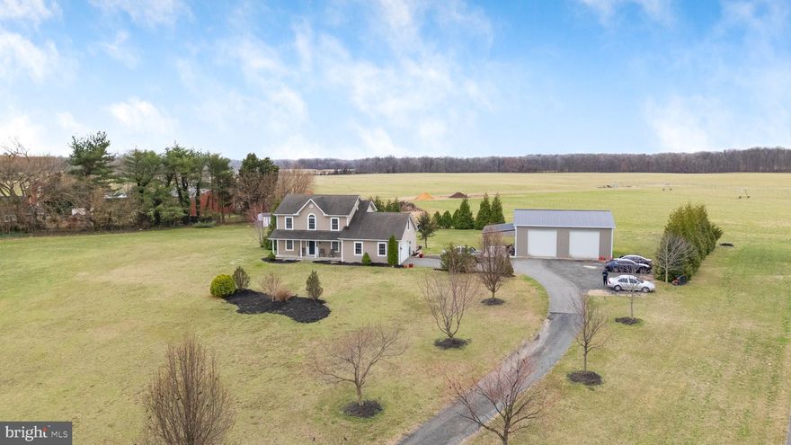 Welcome to 124 Piper Ct. 4 bed, 2.5 bath home on 2.33 acres, nestled on a Cul de sac. Large and spacious with separate dining room off kitchen with breakfast nook, living room with surround sound wiring installed and den/office (currently used as a bedroom) and 1/2 bath with laundry on first floor. Extra pantry built in the garage. Large pole barn with lift and 14x30 covered lean too. Primary bedroom has extra room over garage that is currently used as a closet with a second washer dryer hook up. This home is a must see. Professionally cleaned including all windows and hardwood floors.  Back yard has a multi-level deck, small shed and chicken coop. Backs up to farmland, and choice of Centreville or Church Hill schools.
