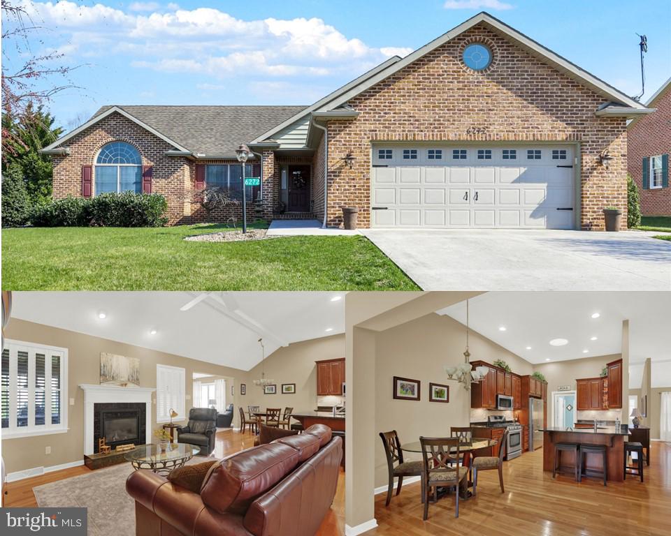 Luxury Rancher with 3 bedrooms 3 baths located in coveted Penn National Community. Open concept living room with vaulted ceiling and gas fireplace, dining room and kitchen with hardwood flooring. Gourmet eat-in kitchen has granite countertops, stainless steel appliances and tiled backsplash. Primary bedroom has tray ceiling with walk-in closet and bathroom with jacuzzi tub, separate shower and dual vanities. The sunroom with hardwood flooring and screened-in porch with 3 season panels and tiled floor overlook the professionally landscaped backyard. The lower level has been finished and includes luxury vinyl plank flooring, custom live edge bar, and built in electric fireplace. The lower level includes a separate workroom with laminate flooring and a full bath. The oversized two car garage has built in NewAge Bold Series black metal cabinets and an epoxy floor coating. There is also above-garage storage. Community offers 36 holes of 4-star golf, outdoor pool, tennis/pickleball, yoga, community garden, 40 + social clubs, restaurant/bar, and so much more!!