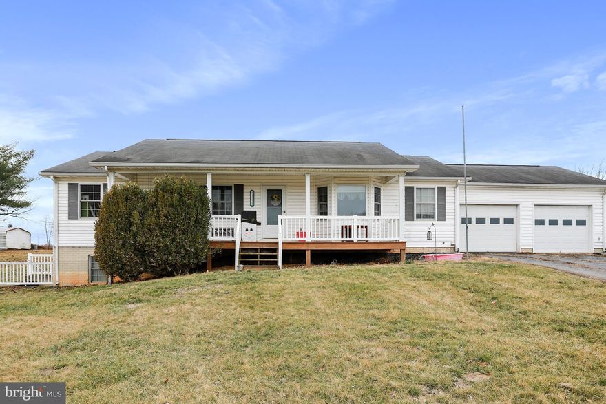 Ranch home with partially finished basement offering 4 bedrooms and 3 full bathrooms!  This home is situated on 1.8+ acres with beautiful mountain and pastoral views. Upon entering from the covered front porch you will find a living room with bay window, open concept dining/kitchen, laundry room, three bedrooms, two full bathrooms, and access to the two car garage.  Downstairs is a spacious Rec room with gas fireplace, fourth bedroom, third full bathroom, and two additional rooms that would be perfect for an office, playroom, exercise room, etc.  There is also a large unfinished area for storage.  Ample entertaining space out back with a screened in porch, deck, and patio! Large flat yard offers storage shed, space for a garden, and plenty of parking.  Country setting but less than 5 miles to I-81!