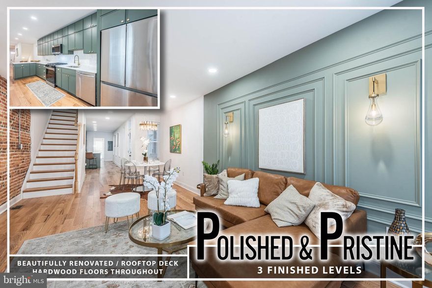Welcome to 1103 S Clinton St - gorgeous home with CHAP Tax credit based on the Pre-improvement Appraisal of $230,000.00, translating into monthly saving of hundreds of dollars for the durations of 10 years. Additionally 4 year home warranty is offered on all mechanical systems and appliances with an accepted offer.

The 14ft wide living area impresses with high ceilings, natural light,  exposed brick, accent feature wall, and solid hardwood floors, creating an elegant yet inviting atmosphere. Flowing seamlessly from this space is a beautifully designed kitchen featuring double-stack solid wood cabinets (made in Colorado), a striking Calcutta backsplash, quartz countertops, and an eat-in peninsula, perfect for casual meals and entertaining. A bonus family room with a sleek modern fireplace that adds to the home’s charm, offering a cozy retreat for relaxation.

The second floor offers interior access to a private rooftop deck, perfect for enjoying city views. This level includes two spacious bedrooms and two luxurious bathrooms. The primary suite impresses with an accent feature wall, tall ceilings, and large windows that fill the space with light. Its stunning en-suite bathroom features a custom herringbone pattern of tumbled Calcutta marble, a walk-in shower, and a freestanding soaking tub for ultimate relaxation. The second bedroom is bright and airy with ample windows, while the hallway bath showcases natural stone and high-end tile finishes.

The lower level offers 8ft ceilings, sleek LVP flooring, and an additional full bath featuring elegant emerald hexagon tile and a walk-in shower, creating a comfortable and stylish space perfect for guests or additional living areas.

This stunning brand-new rebuild features all new systems for worry-free living and modern comfort. The home includes an extra-large parking pad, a rare convenience in the heart of Canton. Located in a prime spot, you're just steps away from the vibrant waterfront, local dining, and shopping, offering the perfect blend of luxury and urban living.