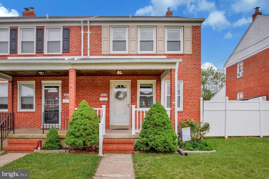 Stunning 3-bedroom end of group brick rowhome located in Eastwood that has been thoughtfully updated and freshly painted. Make your way to the covered front porch and open the door into the living room of your new home. Step inside to a bright main floor boasting hardwood flooring throughout the spacious living room and dining room. The kitchen offers plenty of cabinets, a subway tiled backsplash, breakfast bar and brand-new stainless-steel appliances. On the second floor is a sizable secondary bedroom, a spacious primary bedroom, and a remodeled and beautifully tiled full bath. The lower level offers additional living space featuring a spacious room currently used as a bedroom but could be a family room, office or whatever you desire.  A new half bath, laundry closet, storage, and walk-out steps to the rear complete the lower level. The yard offers a covered cement patio and parking pad in addition to a side yard.  Additional upgrades include a brand-new hot water heater, lighting, electrical outlets, and plumbing for hose bibs. Nestled in a welcoming community, this home offers the perfect blend of suburban tranquility and urban convenience. With easy access to shopping, dining, and major highways, everything you need is just minutes away including Bayview and downtown Baltimore. This home is more than just a place to live—it’s a place to thrive. With its modern updates, thoughtful details, and unbeatable location, it’s ready to provide comfort and joy for years to come. Schedule your showing today and make 7215 Conley St. your Home Sweet Home.
