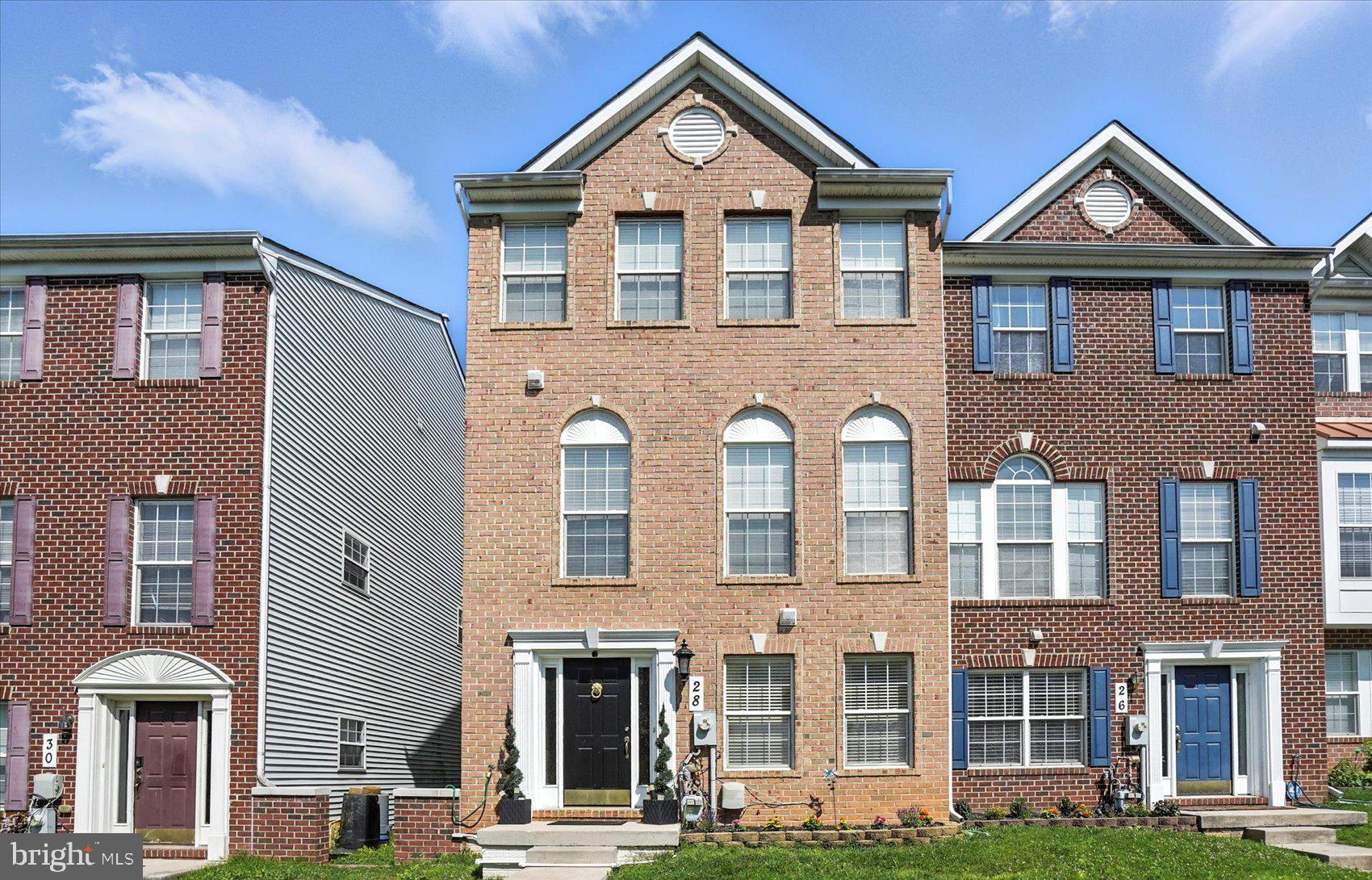 Stunning end unit townhome. Loaded with upgrades and options. Huge eat in kitchen, ceramic floor, adjoining sunroom/breakfast room, open to deck with great view. Stunning master bedroom, master bath, double vanity, soaking tub and separate shower. Family room with gas, log fireplace with marble surround, stone patio with large hot tub and privacy fence rear, six panel doors, ceiling fans.