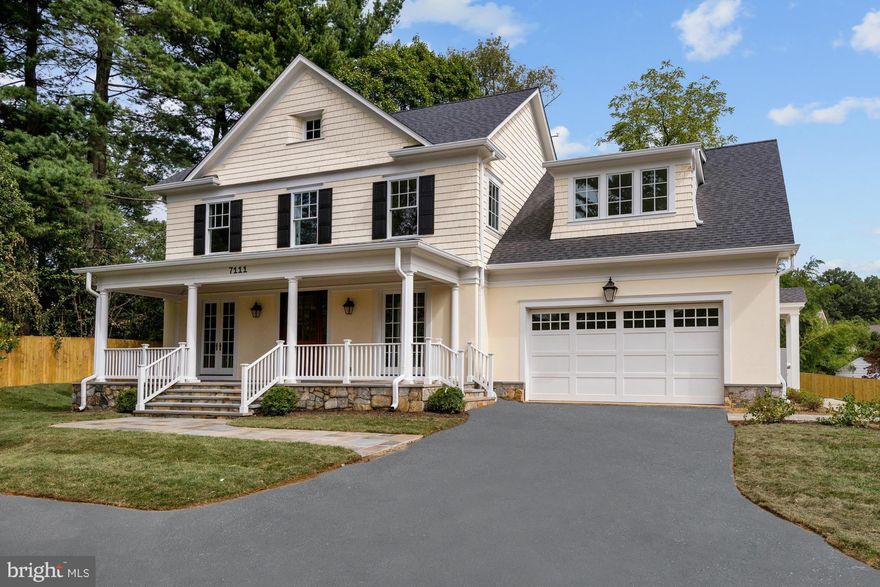 New Classic Chevy Chase Home on 18,000 sq ft lot built by Churilla Homes.6,600 sq ft finished space on 3 levels using finest materials. Features include front & rear porches, high ceilings, hardwood flrs, lux master suite, optional elevator, front & back staircases, attached 2-car garage.Steps from Brookville Market & Shepherd Park.OH 10/25 2:00-4:00, come see 7107 Brookville Rd.