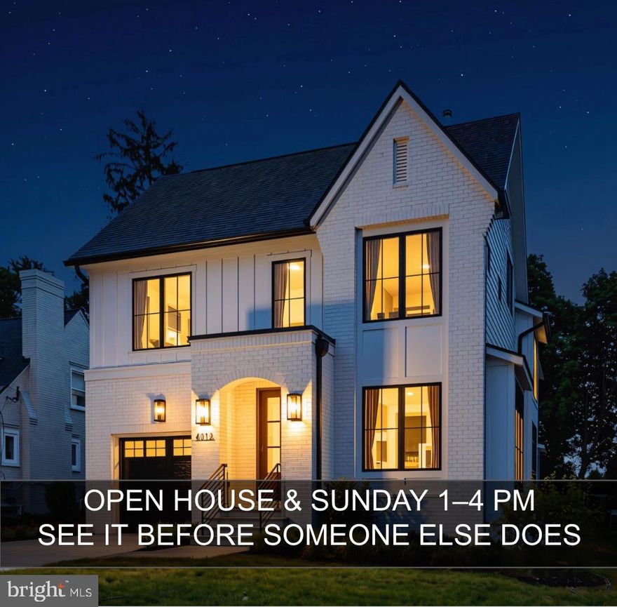 Situated on a quiet, tree-lined street in West Chevy Chase, this newly constructed home by Paramount Custom Homes is just minutes from downtown Bethesda, Friendship Heights Metro, and the shops and restaurants of Bethesda Row. The Volta Model delivers 5,770 square feet of finished living space with a refined balance of scale, natural light, and everyday livability.

The open main level flows seamlessly between living, dining, and entertaining spaces, with large windows throughout that fill the home with light while maintaining a calm, private setting. An upper-level loft provides flexible space for a home office or additional living area, and the home is designed to accommodate a four-stop elevator for effortless whole-home access.

Interior finishes reflect a hands-on approach to quality — custom cabinetry and built-ins crafted by a local woodworker, a Thermador professional appliance suite, Pella energy-efficient windows, and wide-plank white oak hardwood floors hand-sanded and finished on site. The lower level is fully finished with a wet bar and dedicated fitness room. Outside, a screened porch and flagstone patio open to a fully fenced yard with a 6-foot cedar privacy fence — a rare combination of privacy and space this close to downtown Bethesda.

Move-in ready and designed for modern living in one of the area's most sought-after locations. Open for tours this weekend.