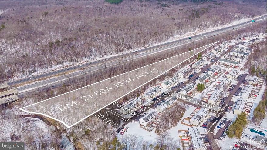 Rare opportunity to purchase 10.36 acres in Stafford County, VA, conveniently located off Route 1 (Richmond Highway).  Zoned A-1 and fully wooded, this parcel offers privacy and flexibility for a variety of uses.  SW boundary (southern portion), about 300 foot,  follows the centerline of Aquia Creek, per recorded plat.  Property includes a 30-foot ingress/egress easement benefiting Tax Map 21-80A, providing access through Potomac Hills. Potential to connect to public sewer and natural gas, or design and install a private septic system and well.  A versatile tract with endless possibilities in a growing area.