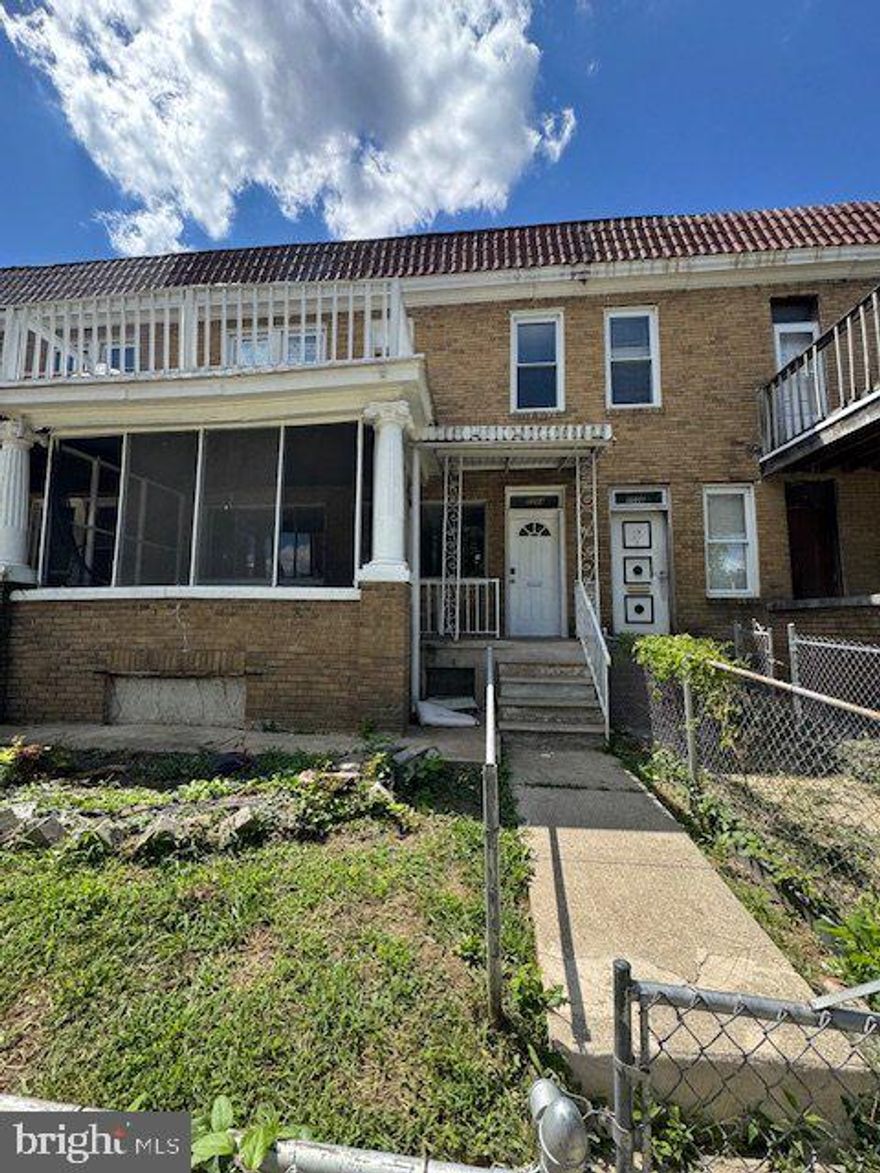 Tenant occupied income producing duplex in Park Heights now available! Unit 1 is 2 bed 1 bath occupied  by a tenant within a year lease paying $1100. Unit 2 is 2 bed 1 bath and vacant, rents for $1100. Both units pay their own BGE and water and trash is paid by the owner.