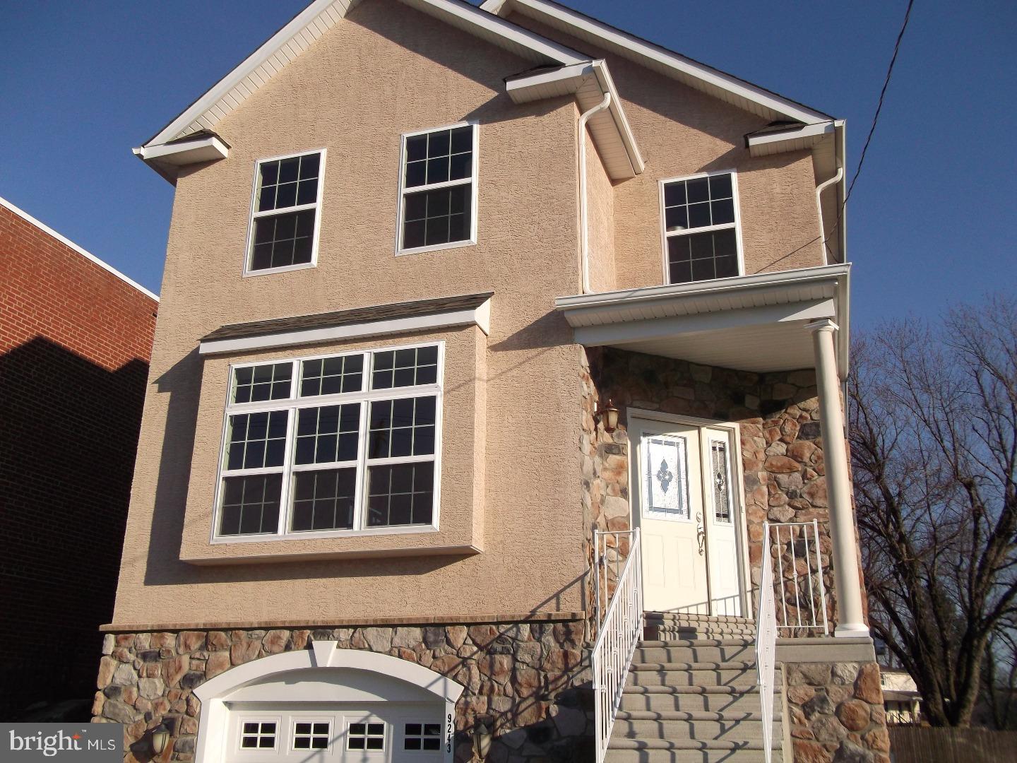 Quick delivery homes ready for early December settlement . Put you deposit in now . Nothing like new !! Dollar for dollar the best value in the city for new construction! 24ft wide single contemporary, app. 3500 sq ft with finished walkout basement. Basement with full bath ,oversized garage with indoor access, driveway , hardwoods on 1st fl.,Carpets in basement with sliders out to rear yard . Huge formal living room with hardwood floors , coat closet, powder room with ceramic tile floor and granite sink top .Dining area with hardwood flooring, Family room gas Fireplace (upgrade).Custom design granite kitchen with 42" upgraded cabinets, breakfast bar with pendant lights,double pantry . Stone/stucco front , upgraded arch 40 yr shingle roof , high eff hvac-c/a.S/S appliance package including dishwasher,microwave, range, ( refrigerator excluded- upgrade) Tray ceiling in master suite with master bath , all ceramic tile , double sink ,oversized stall shower, walk in closet.Really large 2,3,4th bedrooms. 2nd fl laundry ,hall bath all ceramic tiled with granite top sinks.200amp elect. , Upgraded lighting . Too many amenities and upgrades to list !!! Reputable local builder of 30yrs. Your buyers will not be disappointed . Enjoy a suburban life style within the city limits . 10 year tax abatement. Estimated taxes are 1200-1400 a year ! Put your deposit down and choose your colors of cabinets,tile , hardwoods, carpets, if available at time of construction .Photos are of built models with full options , please contact realtor for details of options and upgrades and possible changes through construction process. Close to Route 1,Dela River, NJ ,  **please note pictures and tour are of a similar home built and contain options and upgrades not included in this base price **, sheetrock and finishes now.  Taxes are appx 1200.00 with tax abatement , trend tax records are not correct .We also have two new houses in east torresdale - 4023 Pearson and 4301 Pearson st .