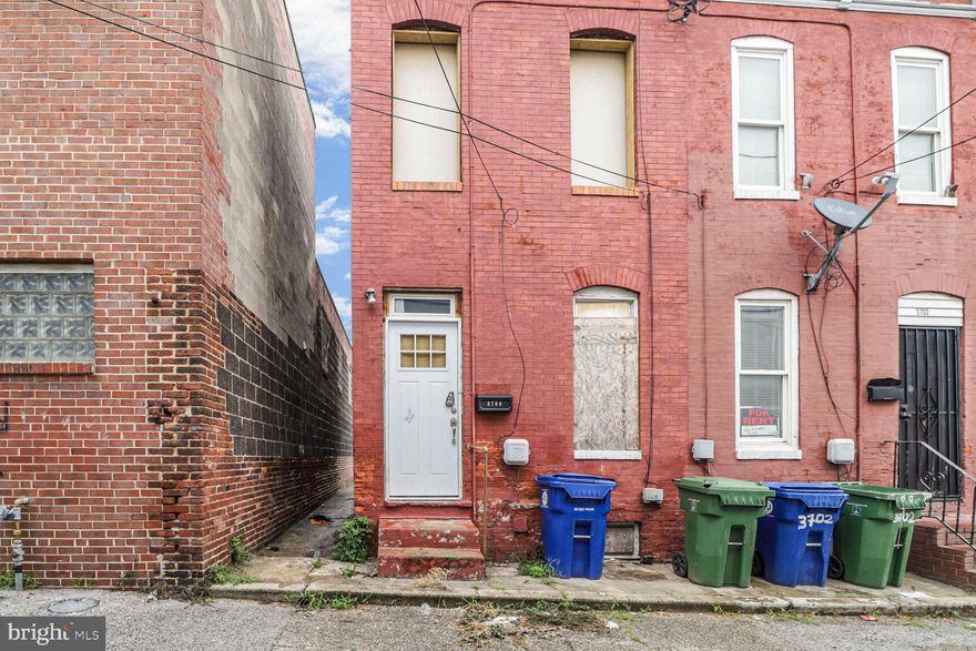 Investor Special in the Heart of Highlandtown!

Calling all investors and visionaries-3700 Chestle Place is your next opportunity! This end-of-row townhome is a blank slate, ready for a full renovation with the potential for 2 bedrooms and 2 bathrooms, or more with an addition. Bring your creativity and turn this property into a standout in one of Baltimore’s most vibrant and eclectic neighborhoods. House comes with construction plans for a full renovation with two story addition, found in the disclosures.

Located in the heart of historic Highlandtown, the property is near an incredible mix of shops, restaurants, coffee spots, and art galleries. Enjoy easy access to community staples like Roof Top Hot local and organic market, Sally O's restaurant, Patterson Park, and the Highlandtown Gallery. Come check out Highlandtown Art Walk first Friday of each month—an evening full of music, gallery shows, and neighborhood energy starting at 5pm, and see what the neighborhood has to offer.

Don’t let it slip away, schedule your tour today!