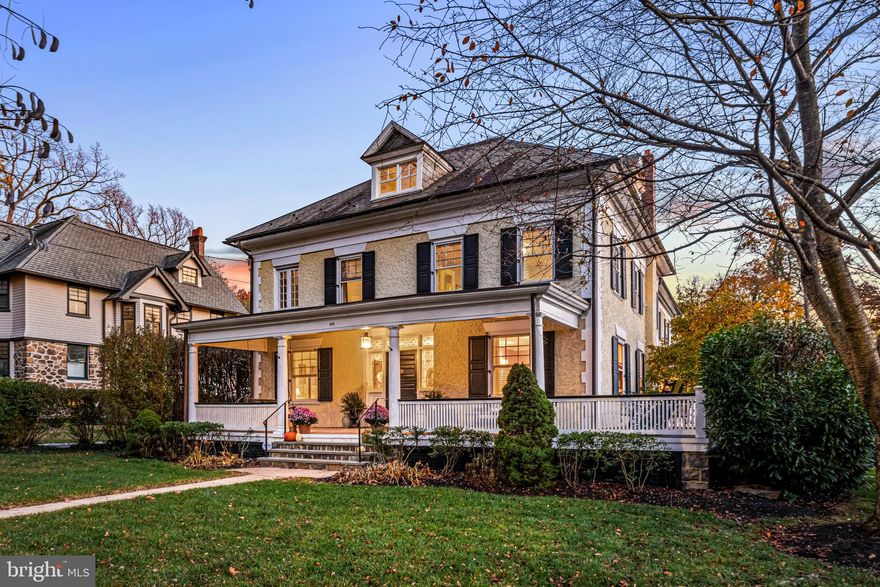 Welcome to 418 Saint Davids Road, a cherished residence nestled in the sought-after neighborhood of South Wayne. Originally built in 1896, this home has been meticulously maintained and thoughtfully updated by its current owners, reflecting a perfect blend of historical charm and modern convenience. From the moment you approach, the property exudes warmth, with an attractive front wraparound porch setting the tone for the beauty that lies within. Stepping through the stately front door, you're greeted by a welcoming foyer and you immediately notice the remarkable 9 foot ceilings, stunning millwork and handsome hardwood floors throughout. The Living Room is adorned with lovely, yet functional, built-in bookshelves and cabinetry flanking the wood burning fireplace, creating a cozy atmosphere. The expansive, traditional Dining Room offers an ideal setting for family dinners and entertaining. A first-floor Office boasts remarkable built-ins with glass cabinetry, a wood burning fireplace, a glorious bay window, and French doors leading to the back deck. In 2007, an addition was seamlessly integrated into the original structure, connecting the original home to a magnificent Great Room featuring an impressive wood burning fireplace as well as many large windows providing for plenty of natural light. French doors in the Great Room lead to the back deck. Plantation shutters provide privacy in many of the rooms throughout the home. The Kitchen features stainless steel appliances, dual ovens, a gas range, white cabinetry and a kitchen island. Adjacent to the Kitchen, the Great Room also encompasses a Breakfast area, forming the heart of the home. A conveniently located Mudroom, complete with built-in cubbies, is accessible from the side door off the driveway. The first floor is completed by a Powder Room located off of the Great Room. Ascending the grand staircase to the second floor, you'll discover the refined Primary Suite featuring brand new carpet, a gas fireplace, a spacious walk-in closet, a dressing room, and a luxurious marble Primary Bathroom with a soaking tub, glass-enclosed shower, and double sink vanity. The second floor also hosts three generously sized Bedrooms, two additional Full Bathrooms, and a convenient Laundry Room. The third floor continues the theme of generous space, housing three additional rooms, currently used as an Office, a Guest Room, and a Bonus Room as well as another Full Bathroom. The partially finished Lower Level serves as excellent recreational space and the unfinished portion of this space provides ample storage. Outside, the private, flat backyard is adorned with mature landscaping, creating a serene oasis. A two-car detached garage provides additional convenience. Located in the top-ranked Radnor School District, this home is within walking distance to the many restaurants and boutiques in downtown Wayne as well as the St. Davids train station. Convenient to I-476, downtown Philly and the airport. This is a once-in-a-lifetime opportunity to own a home where timeless elegance and exceptional craftsmanship meets modern luxury!