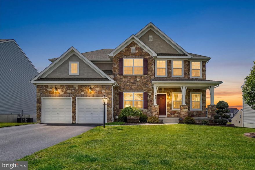 Welcome to Rolling Meadows at Rentzel Farms!   This highly desirable, beautiful community offers Tennis Courts, Basketball Courts, Playground Area,  Inground Pool!!!  A resort within walking distance!
Imagine summer mornings on this Front Porch, and evenings watching colorful sunsets from the spacious, stunning backyard deck.   Built in 2021, This 4 Bedroom, 2 1/2 Bath home blends Modern Style with all the comforts for easy living.  The Kitchen is the heart of this Home,  featuring a large  center island with seating plus an additional area for a table for 8.   The kitchen is open to the Family room with a cozy fireplace,  perfect area to unwind together!  This Kitchen has Quartz Countertops,  Stainless Steel Appliances, Tile Backsplash, Recessed lighting and a huge walk-in Pantry!!!  The Cabinetry is eye catching with different height dimensions.  A French Door in this area opens to a huge deck with steps to the back yard.   The sun-filled dining room is Formal and perfect for Holiday Dinners!!  On this 1st level is a Mud room with a bench styled with wainscoting, hooks, and storage.   Upstairs, the primary suite offers 2 walk-in closets, a very dramatic Vaulted Ceiling with Recessed lighting. The attached Spa-like Bath has 2 vanities, a soaking tub, a designer oversized tiled shower with Double shower heads, ceramic tile flooring.  Also on this 2nd level are 3 additional bedrooms, all featuring walk-in closets! A 2nd floor laundry keeps life organized and convenient.  Step outside to a fully fenced-in backyard where kids and pets can play.  Full Basement with level walk-out.  This home is in Pristine condition, shows as a Model Home, Custom Designed, Perfect for you and your Family's next chapter!