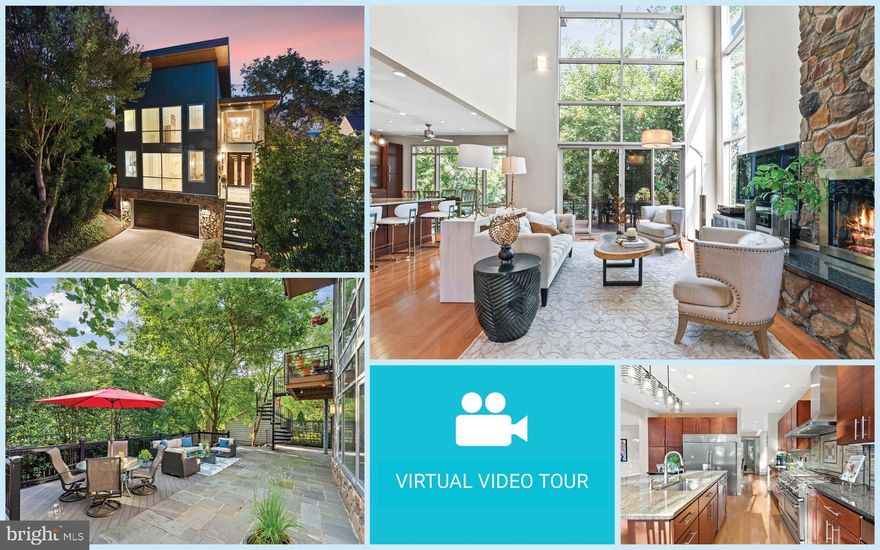 Welcome to this meticulously designed, 4-bedroom, 3.5-bath contemporary masterpiece inspired by the Frank Lloyd Wright tradition of seamlessly integrating architecture with nature.
As you step inside, the open staircase and a custom Italian Murano glass chandelier set a tone of elegance and luxury. The bright and open main level features energy-efficient R-20 Kalwall Wall System on both the main and upper levels, allowing extra light to flow through.
The sun-filled living room stands out with floor-to-ceiling windows and translucent sliding doors that offer extra privacy. The two-story grand room is a visual delight, featuring a stone accent fireplace, a wall of windows that provide a fantastic tree view, and sliding door access to a comfortable deck.
Fall in love with the oversized gourmet kitchen, boasting an island with bar seating, granite countertops, a pantry, abundant cabinetry, a 6-burner gas stove, 2 sinks, a hot water dispenser, stainless steel appliances, and a spacious breakfast area overlooking the serene backyard. Adjacent to the kitchen, the elegant dining area with a beautiful chandelier and sliding glass doors for an intimate dining experience.  
The exquisite primary bedroom suite offers tranquility and sophistication, complete with a walk-in closet with custom shelving, a second closet, and a balcony with treetop views - perfect for enjoying morning coffee!  The luxurious en-suite bathroom is fitted with a dual sink vanity, a large jacuzzi tub, and a separate shower. Two more generously-sized bedrooms, each with oversized windows and abundant closet space, share a well-appointed hallway bathroom on this floor.
The walkout lower level adds an extra layer of functionality and design, featuring a recreation area, stone accent fireplace, a 4th bedroom, a full bathroom, access to the garage, and sliding doors leading to a lovely patio. 
Step outside and immerse yourself in the outdoor oasis with direct access to Parkhurst Park!  The deck with treetop views, adorned with a spiral staircase, leads you down to the expansive private patio enveloped by lush trees, guaranteeing a serene setting for outdoor gatherings. Parking is easy with the two-car attached garage and heated driveway, no need to shovel the snow! Two-zone HVAC system 2019.  Fantastic location close to abundant shopping and dining including Westover Market, Ballston, Clarendon and Washington DC.  Enjoy nearby parks and activities such as Westover Park, Westover Library and Upton Hill Regional Park with mini golf, waterpark and climbing course.  Easy access to major commuter routes: I-66, Rt. 120/Glebe Rd, Washington Blvd and East Falls Church Metro.
In essence, this property embodies luxury, functionality, and architectural excellence in one of Arlington's most sought-after neighborhoods. Don't miss the chance to call this gem your home!