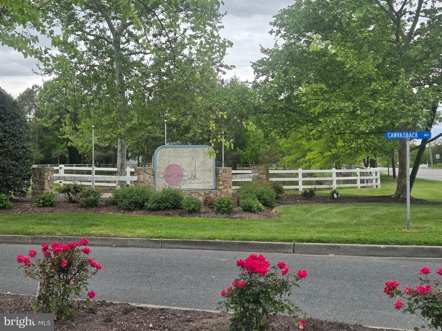 Last remaining building lot in desirable Cattail Crossing! This level homesite offers a great opportunity to build your dream home in an established, well-kept community with amenities, just minutes from downtown Cambridge. Seller has decided to go in a different direction, creating an excellent opportunity for the next owner. Public water and sewer hookup available at the lot, making for an easy build process. Enjoy a peaceful setting situated on quiet cul-de-sac with convenient access to marinas, shopping, and restaurants.
