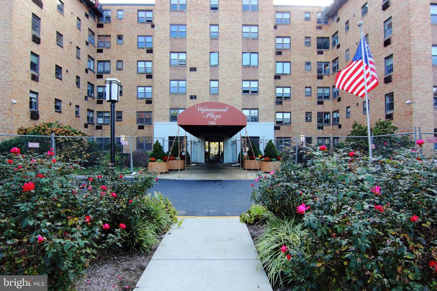 Welcome home to the 'Wynnewood Plaza' - Spacious one bedroom high-rise living with fabulous amenities right on the Main Line!  Across the street you'll find Whole Foods, CVS, Bed Bath and Beyond, Giant, the train to Center City and many more shops and restaurants.  This  fifth floor apartment offers a very large bedroom with 3 closets,  a newly renovated full bathroom, light-filled kitchen, den/bonus room, massive living room and dining room, in-unit washer and dryer, powereful A/C window units, and stunning hardwood parquet floors throughout.   Enjoy the sunny rooftop deck (with literally the best views on the Mainline), gym, and the community room/library.  Walk to shops, restaurants, grocery stores, public transportation via R5 train or Septa bus.   Lower Merion School District.  Free parking lot space or paid indoor parking.  $35 Application fee. Immediate availability. Landlord will prorate first months rent. (Condo rules available upon request)