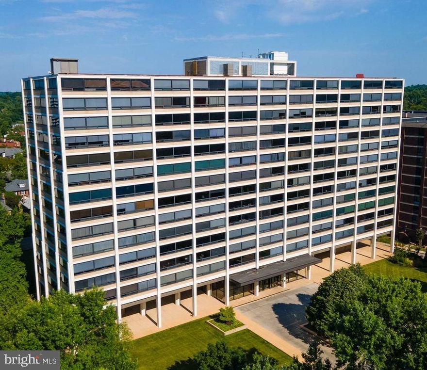 Efficient living at Mies van der Rohe's Mid-Century Masterpiece....Highfield House. This junior one bedroom is truly a classic.....featuring a full wall of windows, giving the feeling of being outside.  Modern, sophisticated kitchen opens to the main living area.  Ample closet space.  Monthly condo fee includes heat, central AC, cooking gas, water and hot water, pool, 24-hour front desk. Convenient to Johns Hopkins University, Penn Station and Union Memorial Hospital.  Less IS More!!