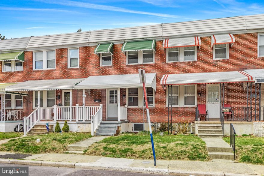 Welcome to 4344 Newport Avenue in Medfield.

This rental rowhome has been beautifully updated and maintained by its current owner, and is ready to welcome you to the neighborhood.
This Baltimore City home combines classic charm with modern updates. The first floor has beautiful luxury vinyl plank floors throughout the living and dining rooms and a recently updated kitchen with stainless appliances, stone countertops and fresh white cabinetry. There’s also a gas stove, which is a huge bonus for folks who enjoy cooking.
The second floor is carpeted and holds 2 nice-sized bedrooms and a full, modern bath. This home also has a lovely basement that is fully finished, has a newer washer and dryer, and includes a fresh, modern full bathroom.
The home itself is so clean and cozy, and it even has a sweet fenced backyard, great for summer hangouts, with an old-timey awning-covered patio for a table and grill.
Have we mentioned the central AC? That’s so important for summertime in Baltimore.
Located just moments from Hampden’s iconic “The Avenue”, Union Collective, the Rotunda and a variety of shops, restaurants, and attractions, this home offers urban convenience with a true neighborhood feel. Proximity to I-83 and public transportation make commuting a breeze. Don’t miss the opportunity to rent this lovely home in one of Baltimore’s most sought-after communities!