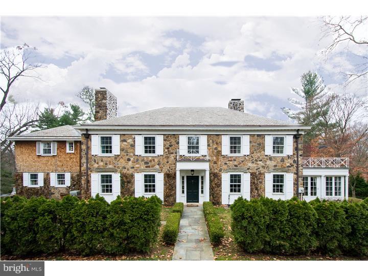 Conveniently located off a prestigious, private lane, this 5 bedroom, 4 bath Classic Stone Colonial home offers beautiful architectural features and interior spaces with unparalleled style. High-style starts upon entry to the graciously proportioned Front Hall which includes the entire width of the house. The hallway features stunning sight lines in all directions. Straight through the hall, a glass lite door gives a view to the pool and magnificent outdoor entertaining patios. Elegant moldings and casement trim enhance all of the formal rooms. The Dining Room enjoys a wood burning fireplace and classic mantle. The comfortable Living Room boasts moldings, built-in bookshelves and trims that are true to the gracious age of the house. Beyond the Living Room, double French doors lead to an exceptionally stylish Conservatory Room with generous casement windows. Also accessed from the Front Hall, are in-line passages to the Butler's Pantry and Kitchen on one side and the gracious Den/Family/Television room on the other. The Kitchen designed by a notable chef is a showstopper perfect to gather in; it features the finest appliances and is complimented with a magnificent Butler's Pantry, a kitchen closet, and a room that features bins, laundry and a gracious home office. It is impossible not to be organized. Finally, the first floor enjoys the rear family entrance: a stone floored mudroom with direct passage to the kitchen and a 2-car garage. A magnificent and elegant turned stairway ascends to the second floor. From the second floor landing, which itself is a work of art, one enters the Master Bedroom Suite. Beautiful details include a wood burning fireplace, hardwood floors and large adjacent Sitting Room with French doors that lead to a second level Balcony. A private white tiled bath and a walk-in closet finish the Master Suite. Additionally, four spacious and elegant bedrooms share two recently renovated white subway tiled baths. The partially finished Lower Level has a full bath, large Recreation Area and room with a closet, once purposed as the home's 6th bedroom. Ample storage, mechanicals and Bilco doors to the exterior are also found on this level.