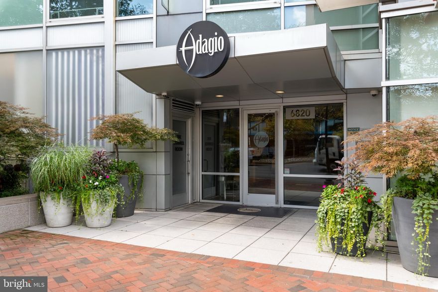 Absolutely Stunning Luxury Condo in Bethesda!  This exceptional corner unit flanked on 3 sides with windows and an enormous outdoor balcony offers the best of Bethesda Living!  In easy walking distance to the many exceptional shops, restaurants and the red line metro, this beautiful 2000+ sq. ft Adagio condominium is outfitted with 2 bedrooms, 2 full and one half baths, large open dining room and living room with gas fireplace,  Poggenpohl chef's kitchen & separate family room (that could be converted to 3rd bedroom if desired).  Primary bedroom is outfitted with beautiful built-in cabinetry, fitted walk in closet and luxury bath with separate soaking tub and shower.  Floor to ceiling windows abound! Architectural Digest worthy interiors utilize colors that present a contemporary feel and flow seamlessly from room to room.  Gleaming hardwoods , Restoration Hardware chandelier and custom built-ins add to the luxurious vibe.  There is generous storage and organizational space throughout the condo, plus an additional storage unit in the garage.  Perfectly situated on the second floor near the Guest Suite, Terrace and down the hall from the Gym, this incredible home also offers the ease of using the elevators or opting to get your steps in on the stairs as you run across to Trader Joe's.  Enjoy the ease of life in the community of Bethesda's Best Boutique Condominium with its 24hr Concierge Service, On-site Management, Gym,  Common Outdoor Terrace and Library . Free Bethesda Circulator Bus stops close by and two separately deeded parking spaces!!  Adagio resident parking is private. Gated private entrance and a second gated garage section with private fob access directly to the building's elevators. Parking for guests is free in main garage with concierge validation.  A rare opportunity for a truly exceptional home in a phenomenal location!!