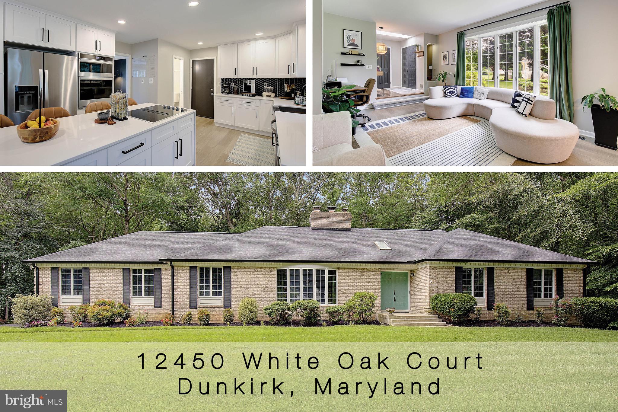 Welcome to 12450 White Oak Court – A thoughtfully updated retreat in the heart of Dunkirk! Nestled at the end of a quiet cul-de-sac in sought-after Dunkirk, this beautifully upgraded full brick rancher offers over 3,500 sq ft of comfortable living space and peace of mind with all major systems recently updated.
From the moment you walk in, you’ll notice the luxury vinyl plank flooring (2022) spanning the main level, creating a modern, durable foundation for daily living. The fully remodeled kitchen features new quartz countertops, cabinetry, and stainless-steel appliances -- perfect for entertaining large groups or small, cozy meals. A living space next to the kitchen opens to expansive decks, which would be the ideal place to start or end your day. Imagine enjoying this backyard with a cup of coffee or a glass of wine!
Key highlights include a brand new roof (2022), upgraded HVAC system & handler (2024), energy-efficient water heater (2023), modern lighting throughout, including LEDs on the main level and in the basement (2022), remodeled laundry room and half bathroom (2022), new carpet (2025), new gutters (2025), and radon mitigation system installed (2022). In addition, this home has a large 24.5' x 16.5' shed, two wood-burning fireplaces, and no lack of storage and living space!
The home is move-in ready with every major system updated, blending energy efficiency, comfort, and timeless style. Located on a 3-acre private lot with mature trees, you’ll enjoy a serene setting with convenient access to local schools, shopping, and major commuter routes (Routes 2 and 4).