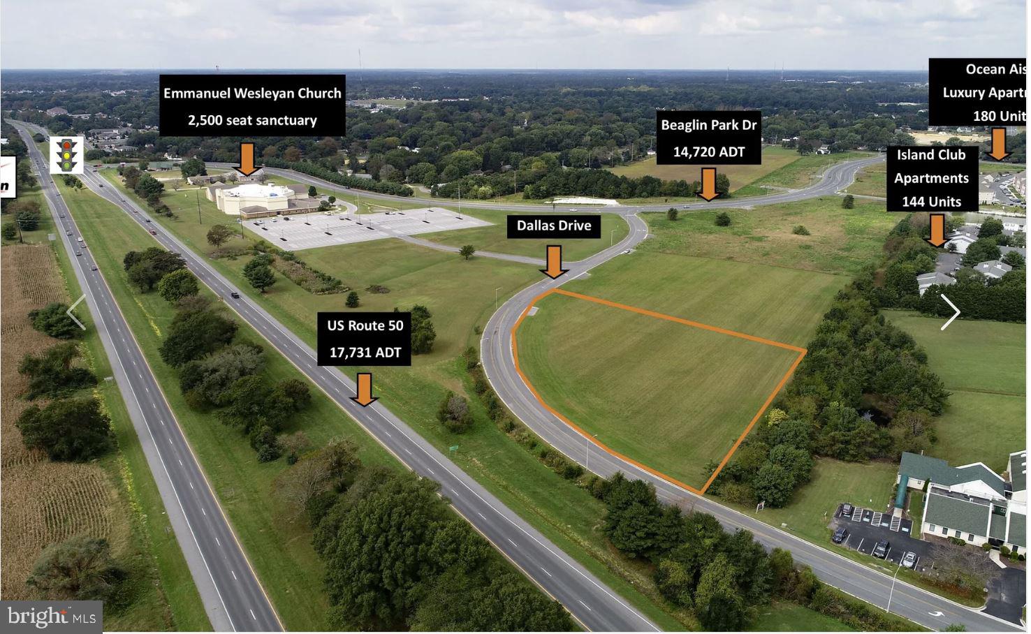 Opportunity Zone - 1.72 acre lot on Dallas Drive (Beaglin Park Drive). Great US Route 50/ Ocean Gateway visibility. Easy access from Beaglin Park or Phillip Morris Drive. Zoned PDD which allows a wide variety of uses include those allowed in the Lt Business & Institutional District, Neighborhood Business District & Select Commercial District. Add'l lots available up to 6.23 acres for $745,000. Located in the city limits of Salisbury.