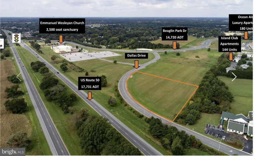 Opportunity Zone - 1.72 acre lot on Dallas Drive (Beaglin Park Drive).  Great US Route 50/ Ocean Gateway visibility.  Easy access from Beaglin Park or Phillip Morris Drive.  Zoned PDD which allows a wide variety of uses include those allowed in the Lt Business & Institutional District, Neighborhood Business District & Select Commercial District.  Add'l lots available up to 6.23 acres for $745,000.  Located in the city limits of Salisbury.