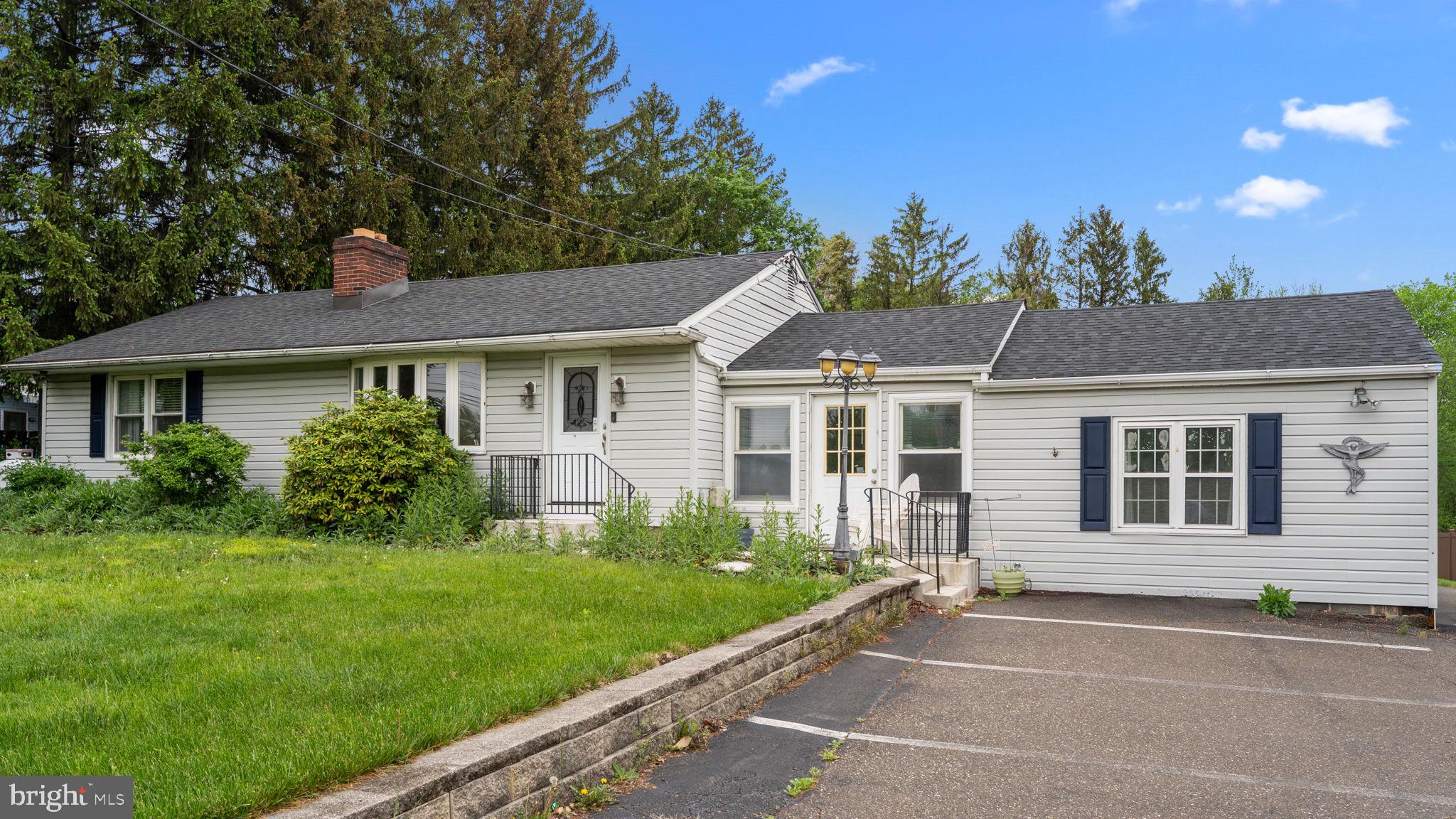 WELCOME to 939 Horsham Rd! This unique home is zoned Mixed Res/Comm. Current owner has used as a doctors office for a long time! If you are looking to work and live out of same building.... this is for YOU! Or take the front desk out and it can be a 6 bedroom home! Currently it is laid out as a 3 bedroom 2 FULL bathroom home, living room with vaulted ceilings, Upgraded kitchen and separate entrance. The office side has Waiting room/front desk area with 3 treatment rooms and a half bath. The office side has a front desk area, a waiting room and 3 treatment rooms with a half bathroom with its own entrance.
French doors separate the main house from the office. Full unfinished basement. A detached 2 car garage sitting on a gorgeous lot with mature trees. Plenty of parking in front and back!