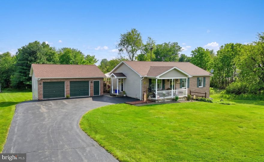 WOW! Check out this amazing rancher situated on nearly an acre with breathtaking countryside views! Bring your vehicles, tools, or equipment and take advantage of the spacious detached garage featuring high ceilings and plenty of room for storage or hobbies. Inside, you’ll find updated flooring throughout and a functional, inviting layout. The bright living room flows directly into the kitchen and dining area, creating an ideal setup for everyday living and entertaining. Down the hall are three spacious bedrooms and a full bath. The lower level offers endless potential and can easily be finished to create additional living space perfect for relaxing, entertaining, or a recreation area. A half bath and extra storage space add even more convenience. The lower level offers endless potential and can easily be finished to create additional living space perfect for relaxing, entertaining, or a recreation area. A half bath and extra storage space add even more convenience.