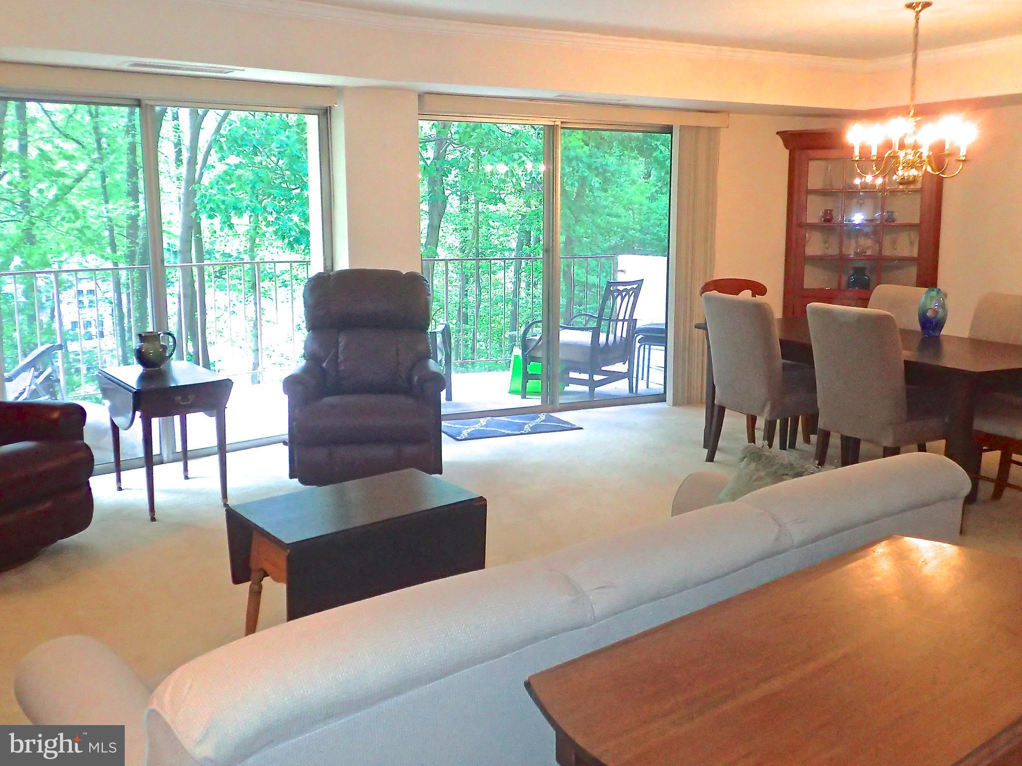 Spacious, light, airy, open 2BR 2 Full BA views park; trees! Fab cond! Ren Kit-granite,SS appliances. Gorgeous Baths-dressing rooms, closets galore! Spacious bedrooms- both view trees. Parking, extra storage cage. Fee INCLUDES utils, pool, gym,sauna,party room, FULL service, 24 hour desk. Close to SS Metro, shopping. Extra shuttle for building. FHA approved.