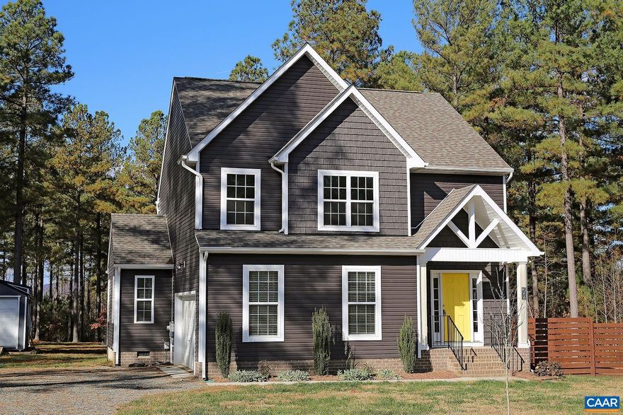 Move-in Ready! This 2023 Liberty Homes build is a dog-friendly, 4 bedroom, 2.5 bath house on a 1.5+ acre lot in Louisa's Mountain Sunset neighborhood.  The main level features an open-concept living area with luxury vinyl plank floors. The kitchen includes granite countertops, stainless steel appliances, an island, and a walk-in pantry. A half bath is also on this floor.  Upstairs, the primary bedroom has a private bathroom, while three additional bedrooms share a full hall bath. The dedicated laundry room comes with a washer and dryer.  Outdoors, relax on the back deck or stone patio. The large, fenced-in side yard and nearly-level backyard with an established garden offer plenty of space for activities. A finished shed can be used as an office or hobby room. An attached two-car garage provides convenience.  The home is located on a quiet cul-de-sac, 7.5 miles from Zion Crossroads and 15 miles from Charlottesville's Pantops area. Up to two dogs (75lbs max, combined) are allowed with additional fees. No cats. 100 Kyle Ct is serviced by a well, septic, Dominion Energy, and Firefly internet. Rent will increase to $2,575 starting 7/1/26. Lease options are available through June '26 or June '27. A 3D tour is available for viewing.