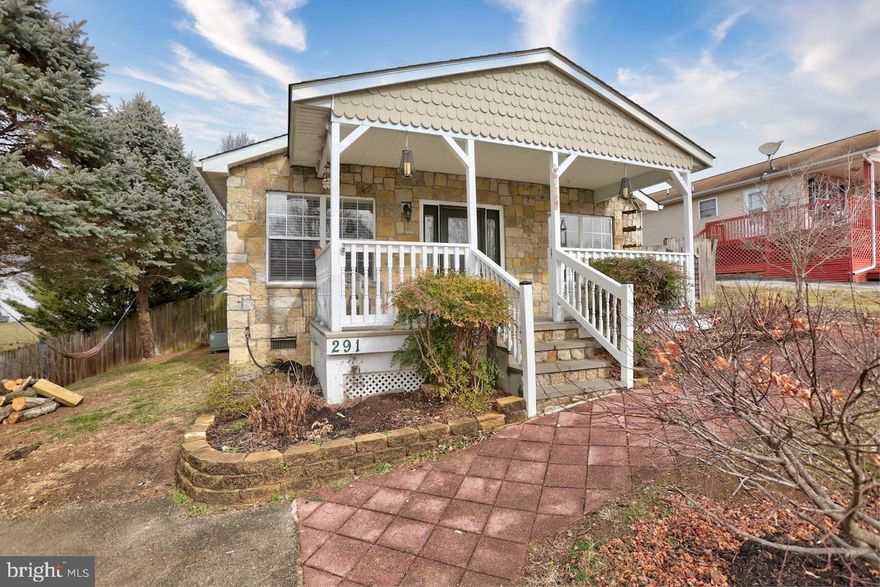 Charming 3BR/2FB rancher with oversized driveway and fenced private back yard with extensive brick patio work. Bright and open layout throughout the Living Room, Dining Area, and Kitchen with upgraded counter tops and breakfast bar. Main level Bedrooms include the Primary Owner's Suite with attached private bath and walk in closet as well 2 Junior Bedrooms that share a Full Bath. All season Sunroom, and an amazing outdoor rear entertaining space including the hardscape walls, fire pit, patios, and storage shed all enclosed by the rear privacy fence. Paved driveway for parking. Close to shopping and Dining and just off major commuting roadways to both MD and VA.