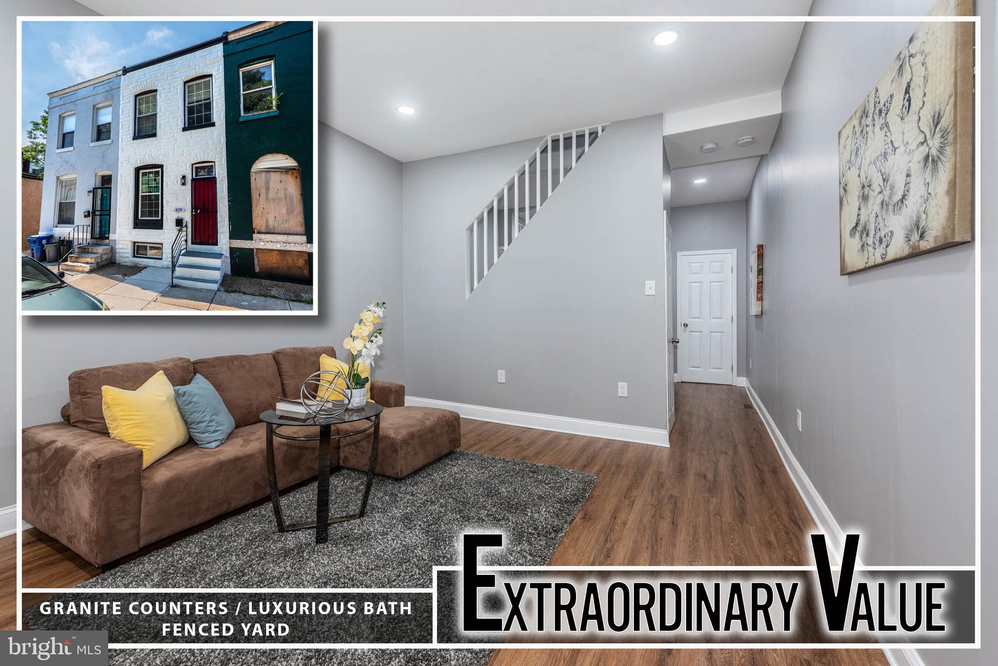 Exceptional opportunity to own this fully renovated and move-in ready rowhome that blends classic charm with stylish modern upgrades. Step inside to warm wood flooring that flows throughout the main level, creating a seamless and inviting space. The spacious living room is perfect for relaxing or entertaining and leads into a separate dining area ideal for hosting dinner parties or family meals. The thoughtfully designed Chef’s kitchen boasts gleaming granite countertops, stainless steel appliances, custom cabinetry, and a tile backsplash—offering both beauty and functionality. A convenient main level powder room adds extra comfort for guests. Upstairs, you'll find three generously sized bedrooms filled with natural light, along with a tastefully updated full bath. The large unfinished basement offers excellent storage space and endless potential for additional living areas or a workshop. Out back, the private rear yard provides the perfect spot for summer barbecues, gardening, or simply enjoying the outdoors. Situated just minutes from Johns Hopkins University, Charles Village, local parks, shopping, dining, and major commuter routes—this home offers unbeatable value, convenience, and style in one of Baltimore’s most vibrant neighborhoods. Don't miss it!